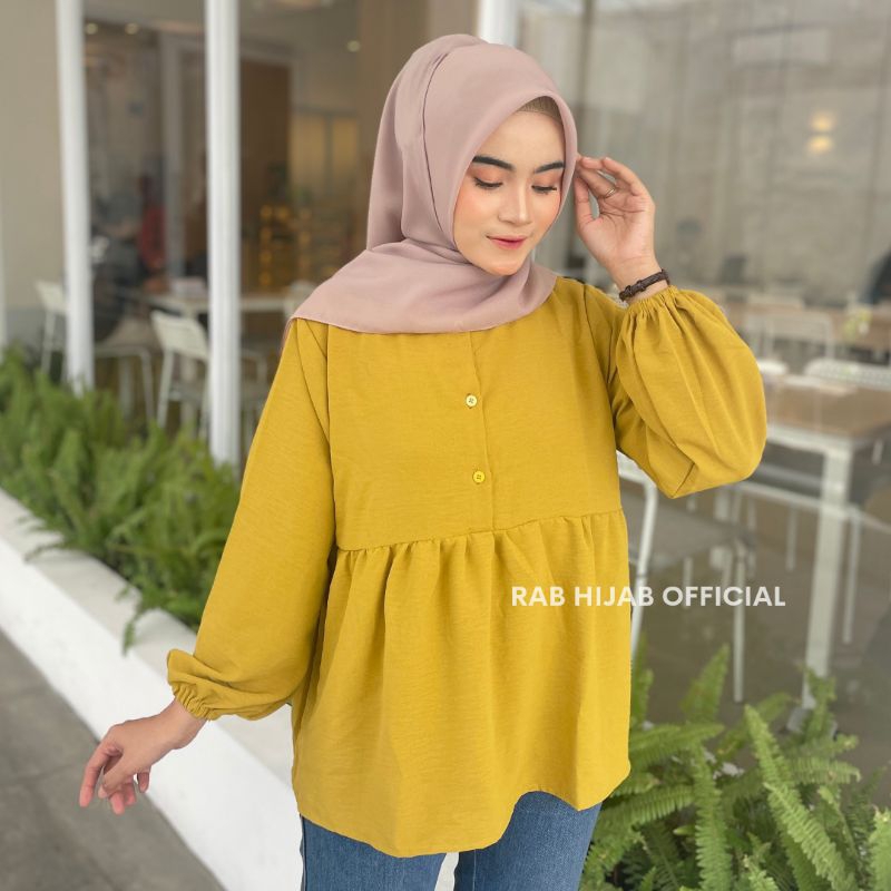 Haifa Blouse Atasan Kemeja Basic Polos Wanita Crinkle Airflow Premium