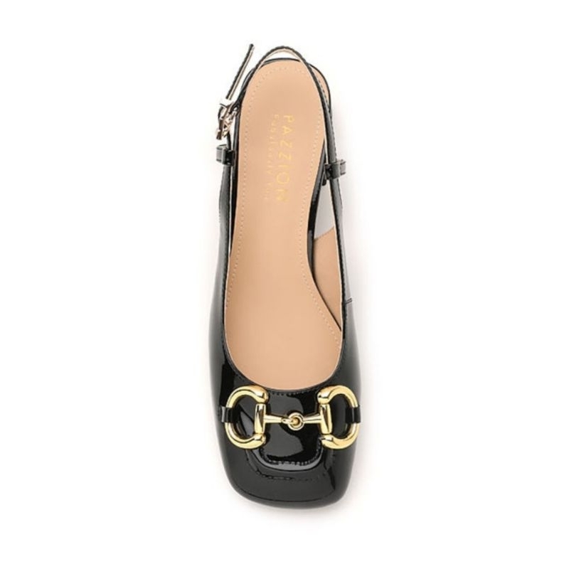 NBU Pazzion Black Horsebit Buckle Slingback Heels