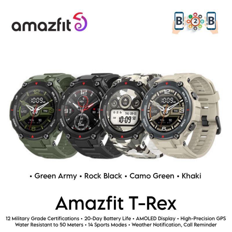 Amazfit T-REX Smartwatch AMOLED Screen GPS 5ATM Waterproof Jam Tangan TREX