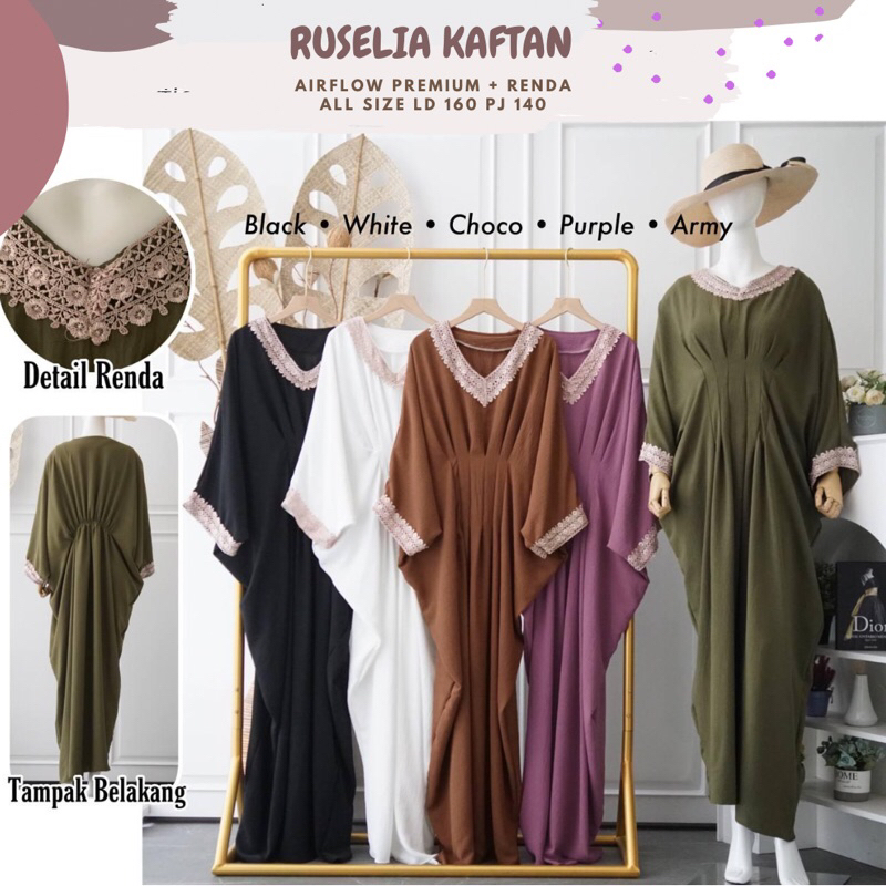 Ruselia Kaftan Airflow Ld 160 Jumbo/Kaftan Jumbo/Kaftan Pesta/Kaftan Lebaran/Kaftan Mewah 2023/Kaftan Renda