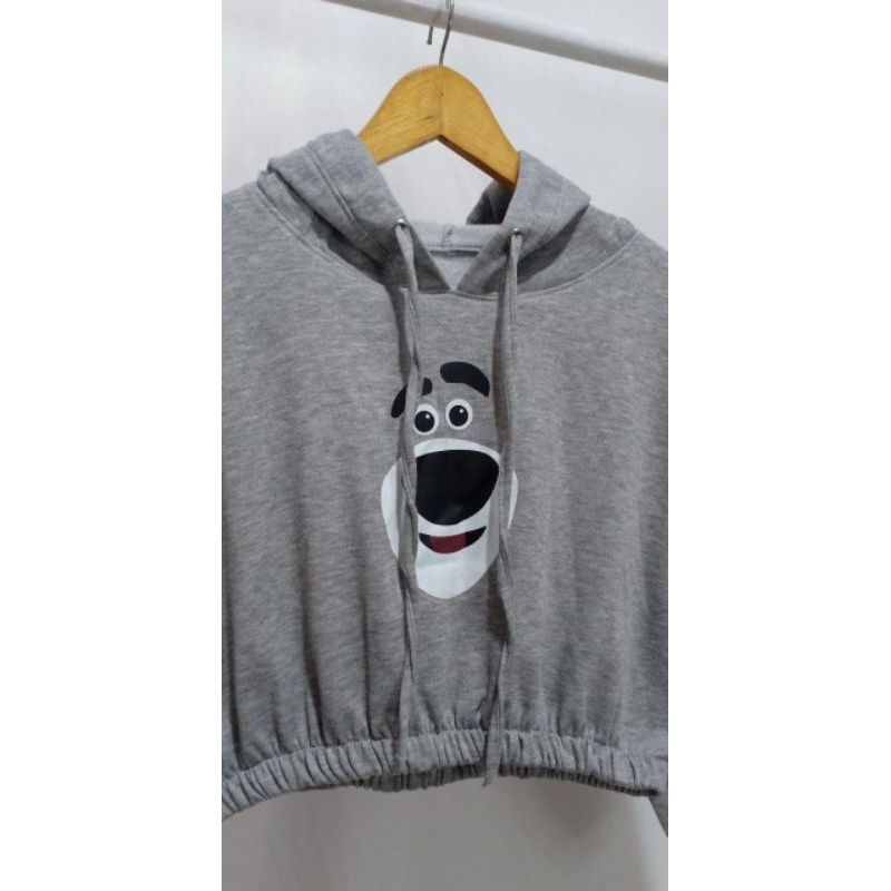 Hello Bear Sweater Crop Hoodie