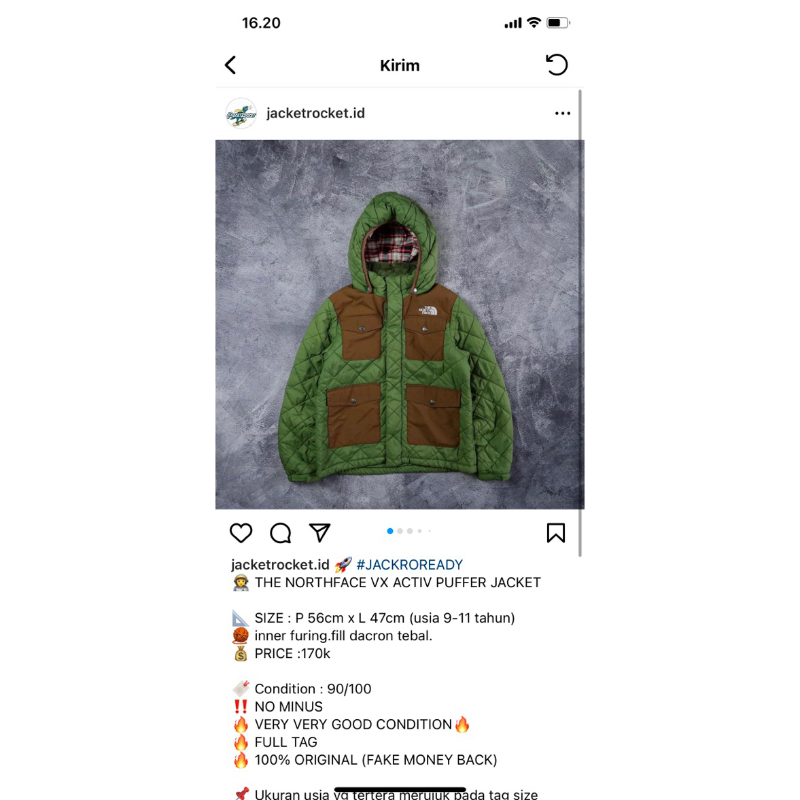 THE NORTHFACE VX ACTIV PUFFER JACKET