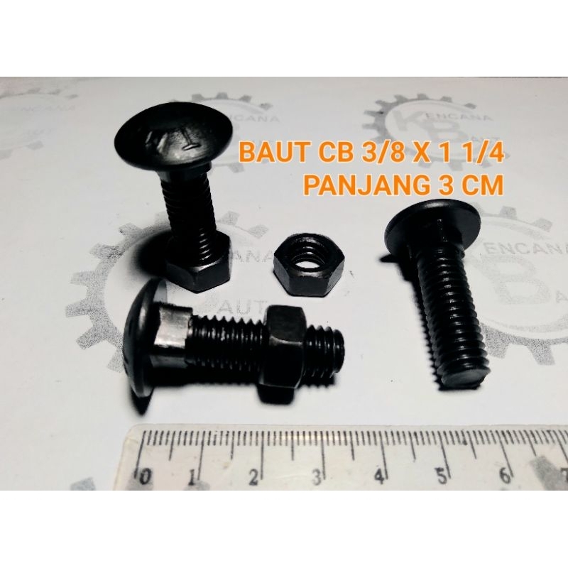BAUT CB 3/8 X 1 1/4 BAUT PAYUNG / BAK TRUK / PAGAR / BUMPER / CARRIAGE BOLT PANJANG 3 CM KUNCI 14