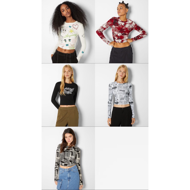 Ready Jasa titip Jastip Fit Body Top Motif Anime Abstrak Print Tshirt Longsleeve Kaos Tangan Panjang