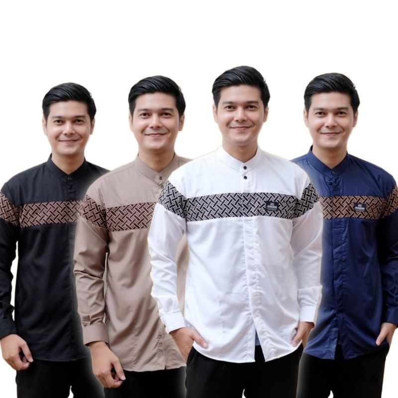 Baju Koko Pria Dewasa Lengan Panjang Motif Kobata Qynang Kombinasi Batik terbaru 2023