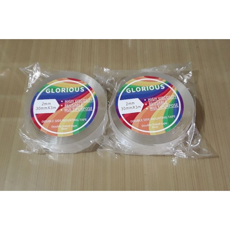 

double tape bening glorious/ double tape nano 2mm/ double tape reusable bening serba guna 3 meter