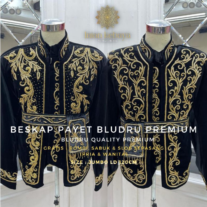 Beskap Jumbo Payet Bludru Pengantin Modern Premium | Jawa Solo Jogja Mewah Terlaris Hitam Gold