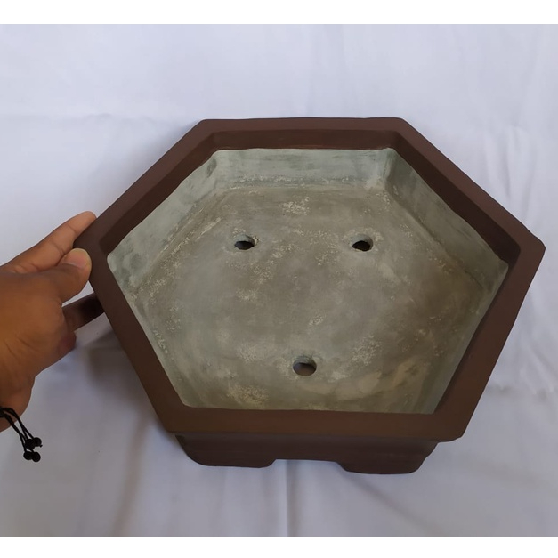 Pot Bonsai Segi Enam D35CM Pot Semen Berkwalitas Pot Tanaman Pot Murah