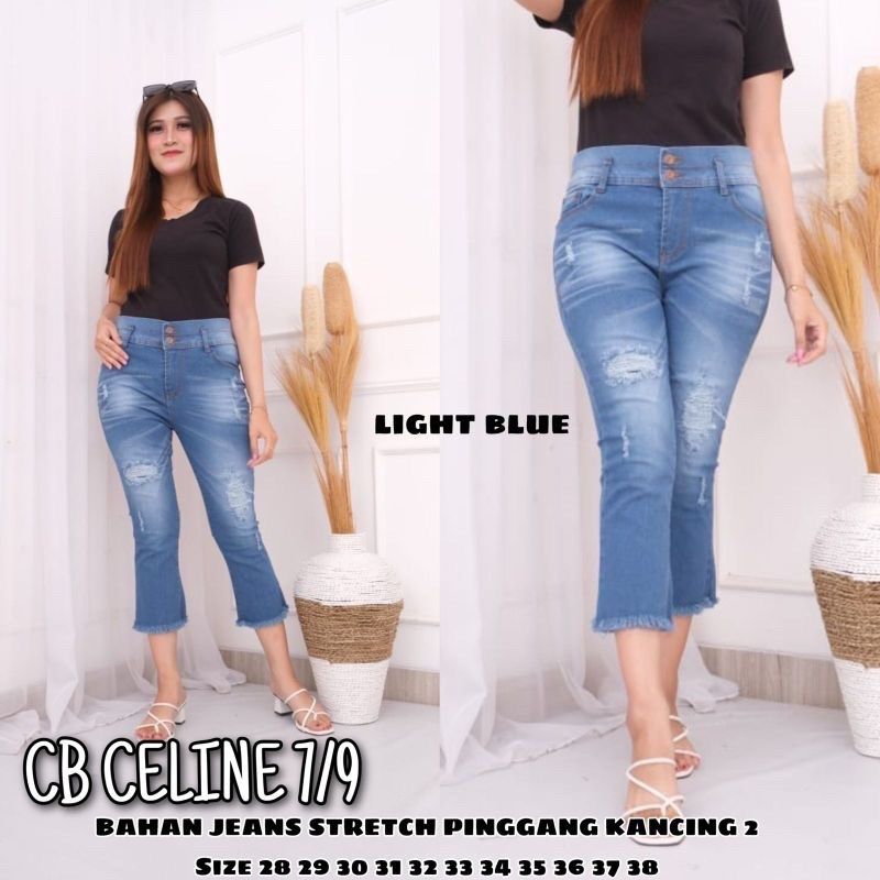 CUTBRAY CELINE JEANS 7/9 PINGGANG KANCING SOBEK TIDAK TEMBUS