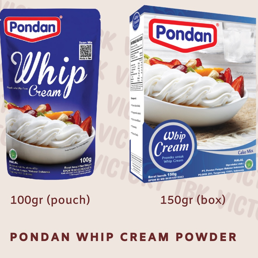 

WHIPPY CREAM PONDAN WHIP CREAM - POUCH 100GR / BOX 150GR