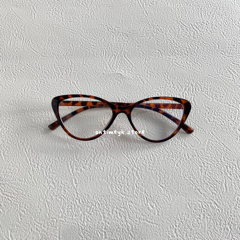 Kacamata Wanita Cat Eye Glasses Black Leopard Tea Grey