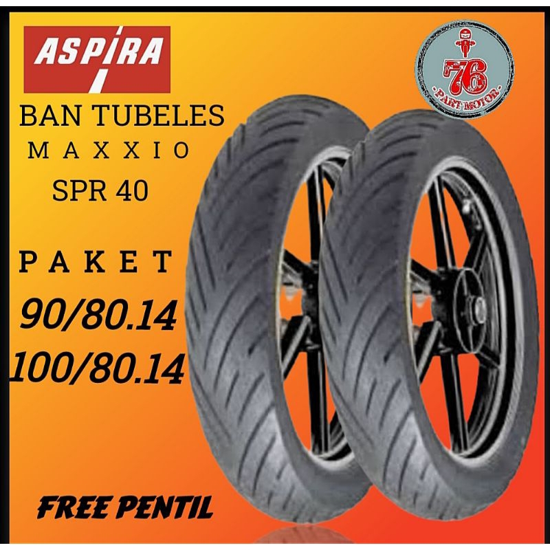 PAKET BAN TUBELESS MAXXIO SPR40 90/80.14 DAN 100/80.14 FREE PENTIL