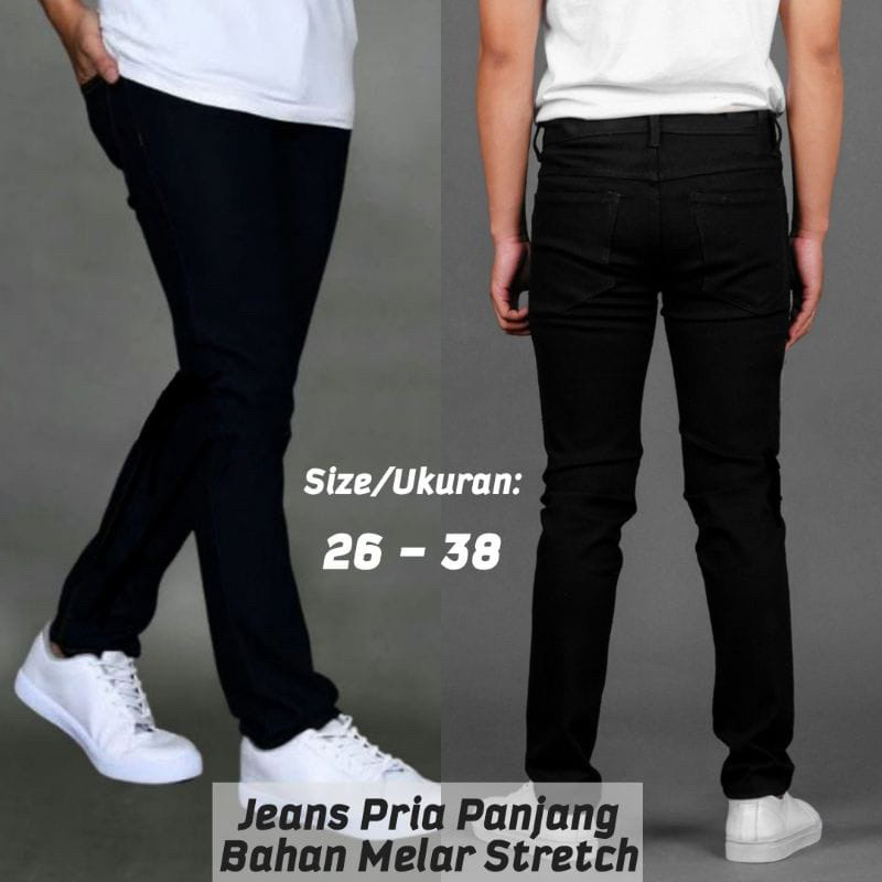 New - COD Bayar Di Tempat celana panjang pria bahan Jeans strecth ngaret model pensil