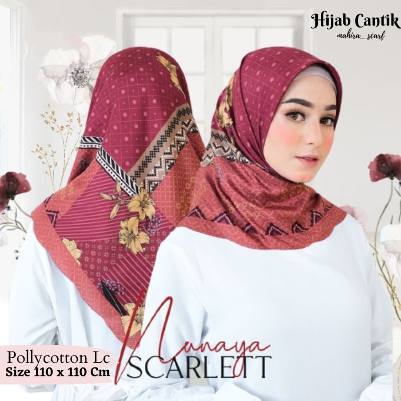 Nunaya Scarlett Jilbab Segi Empat Motif by Azzura