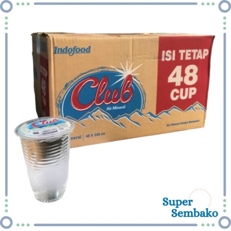 AIR MINERAL CLUB GELAS 220ml ISI 48 CUP GELAS PER DOS