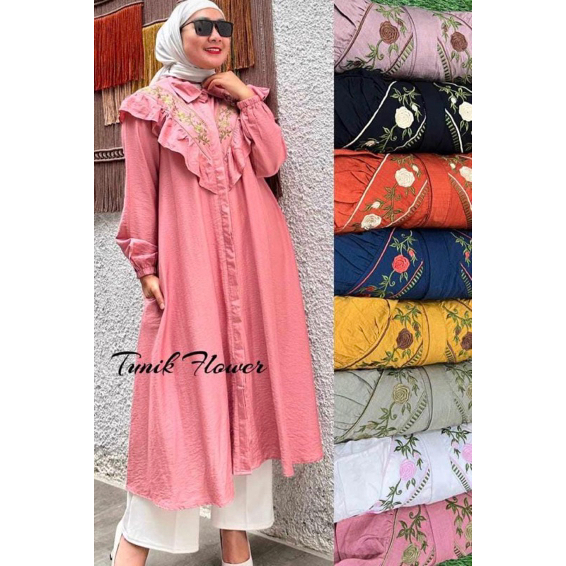 Tunik Flower | Winody | Bahan Polo Linen Premium