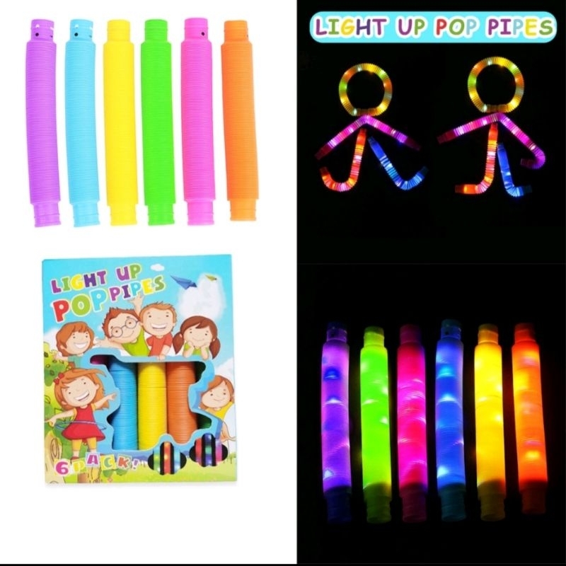 MAINAN VIRAL POP LIGHT UP LED PIPES WARNA WARNI LAMPU CERIA