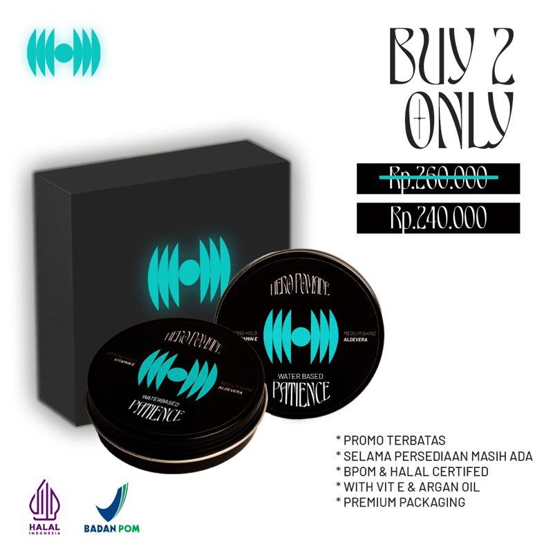 HERO PATIENCE Pomade Premium Waterbased with Vitamin E & Aloevera BPOM Halal 100gr