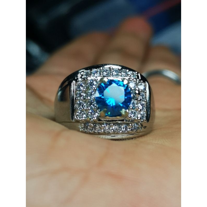 Cincin permata blue moissanite memo ACC