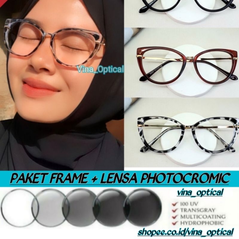 Frame Kacamata Photocromic - Kacamata Minus Antiradiasi (paket frame+lensa) 96602 kacamata