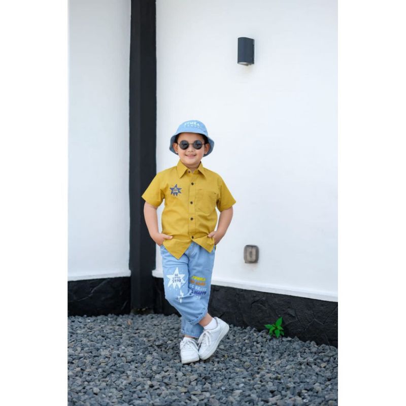 Setelan Anak Suit Denim With Buckethat Jovanka Label