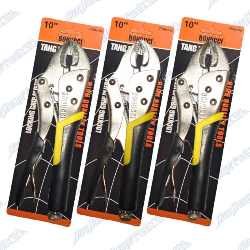 TANG BUAYA 10 INCH BONUCCI / TANG JEPIT BUAYA GRIP KARET 10&quot; RRT / PLIERS CURVED Locking Grip Pliers 250mm Bulat Oval Bonucci 10 Inch