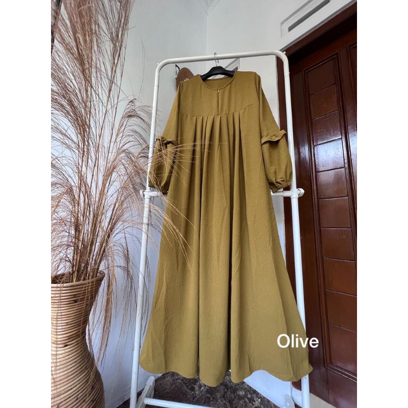 LALUNA DRESS TANGAN BALON MODEL REMPEL SUPER ORI