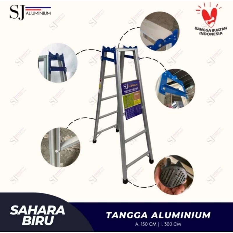 Tangga Lipat Aluminium / Sahara (Biru) 1.5 Meter