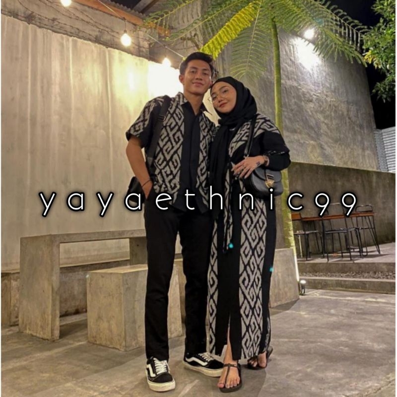 Baju Tenun Couple, Busana Kondangan Couple, Couple Prewed, Kemeja Ethnic, Outer Tenun Ethnic