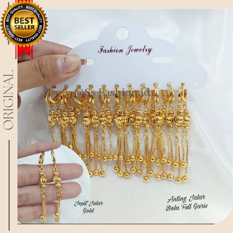 Anting Rumbai Xuping bola full garis anti karat anti luntur