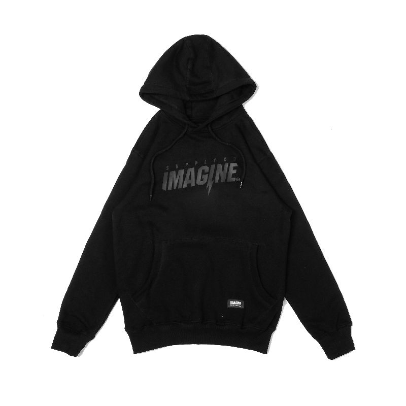 Imagineco Sweater Pullover Hoodie Hitam Unisex Regular Fleece 280 GSM "Legend"