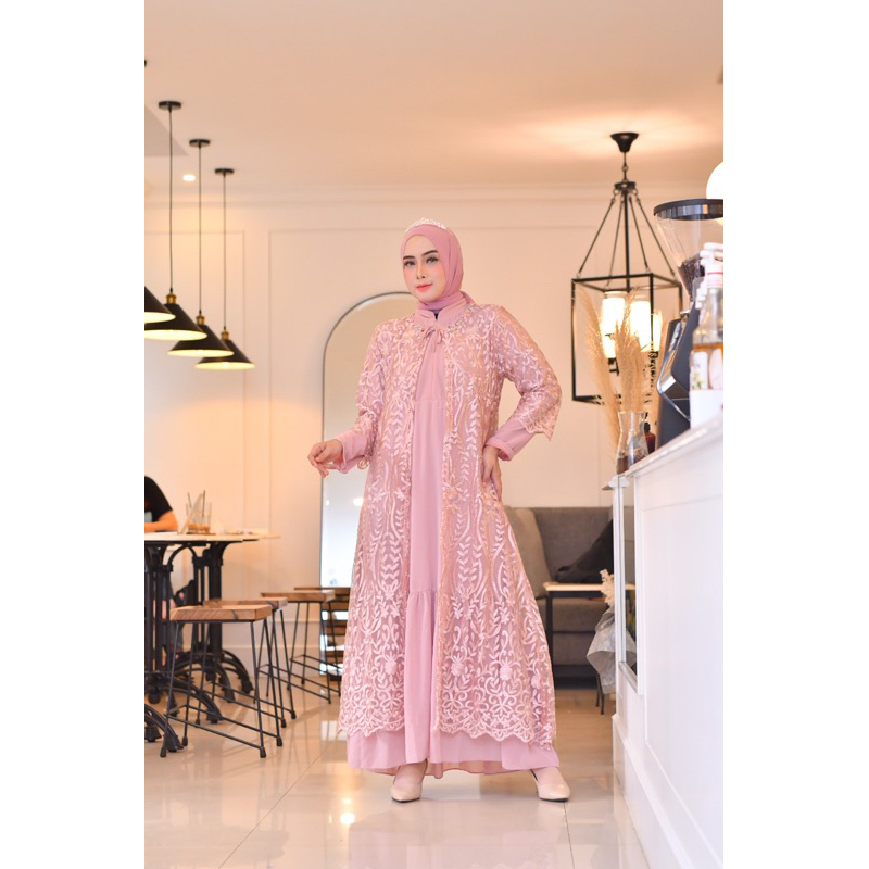 Gamis Kebaya Aruna / Kebaya Gamis Pesta / Gamis Tulle Bordir / Gamis Outer Modern / Gamis Kebaya Busui