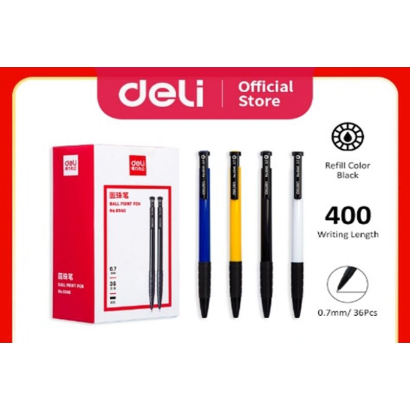 

Bolpoin pulpen Deli 6546 isi 36 pcs 0.7 mm