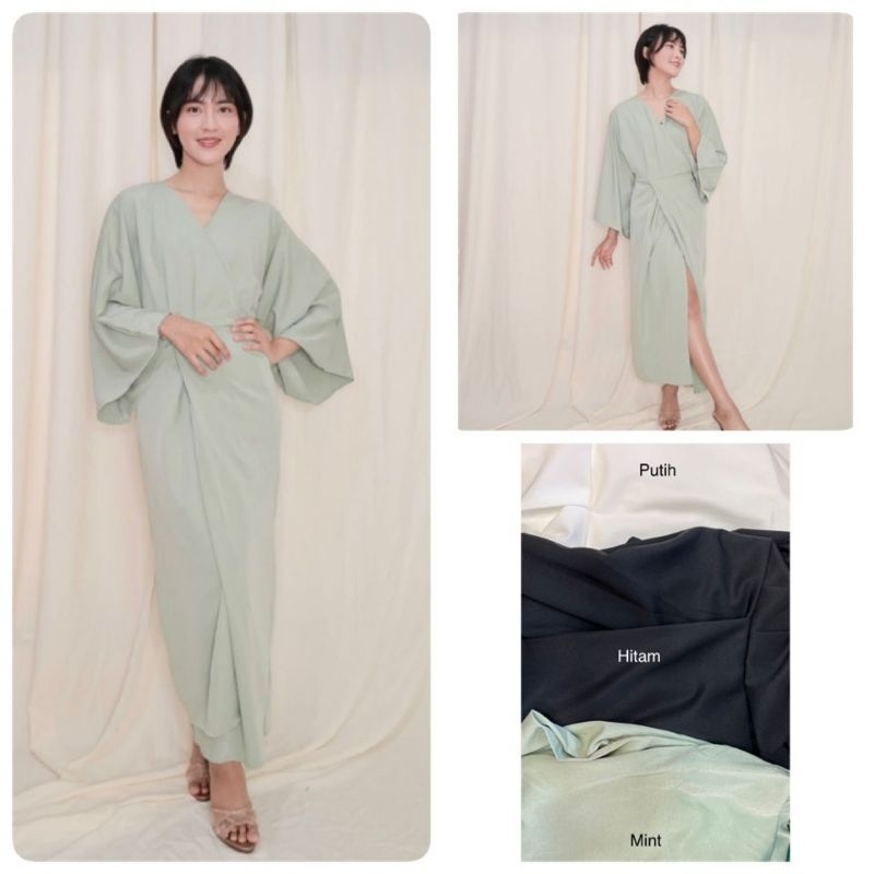 Kaftan Lebaran Premium | Kaftan Kimono Casual | Dress Kimono Panjang | Kaftan Satin Premium | Kaftan Wanita Premium | Kaftan Gamis Wanita