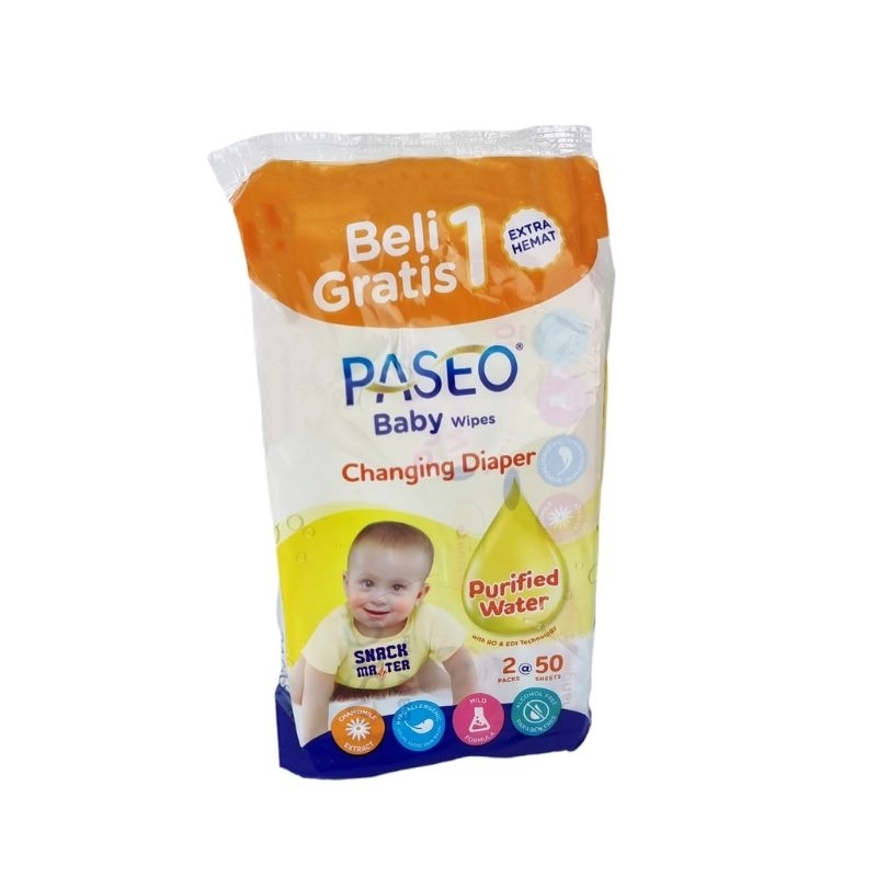 PASEO tisue basah baby 50's beli 1 gratis 1