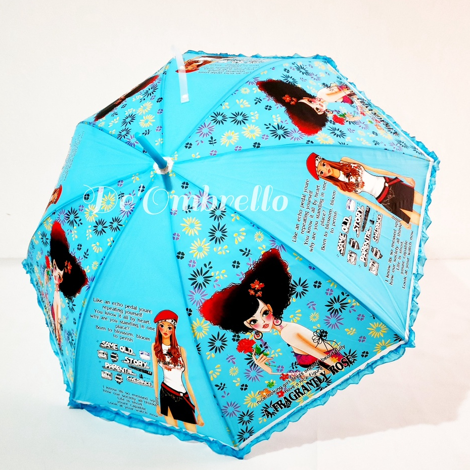 (043)Payung PVC Motif Fashion Girls Korea + RENDA Gagang J