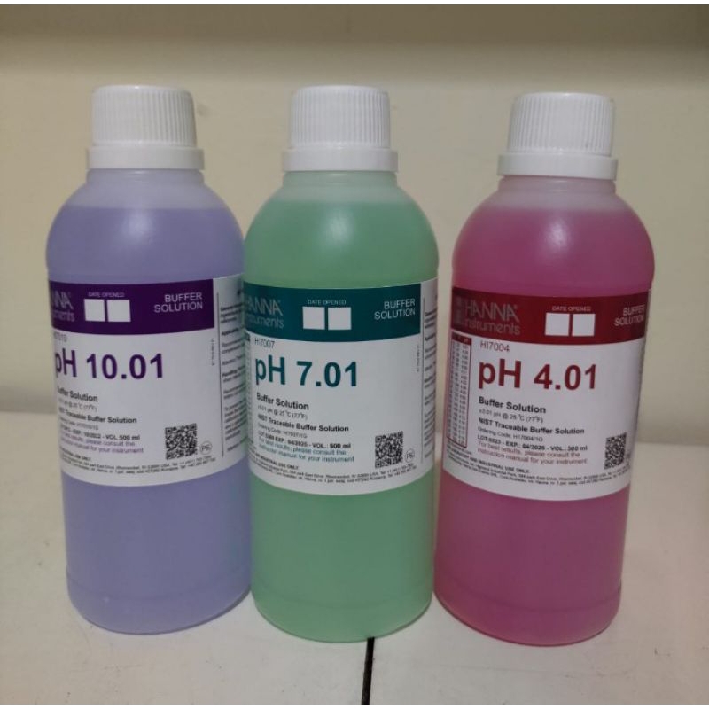 cairan hanna buffer solution kalibrasi ph4/ph7/ph10 500ml