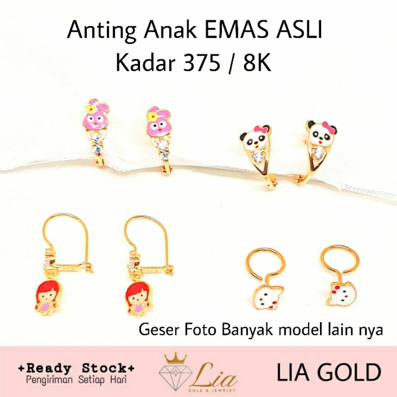 Anting Anak EMAS ASLI Kadar 375 / 8K  ( TOKO MAS LIA GOLD BEKASI )