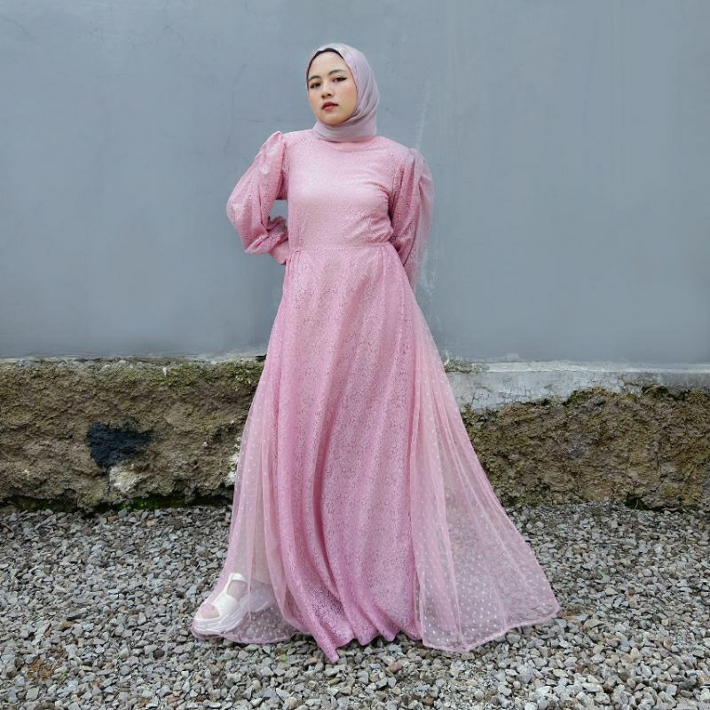 KALLUNA DRESS BYGIAGIO gaun kondangan dress akad simple gaun wedding pernikahan baju muslim putih dress lamaran elegan pakaian wanita pesta elegan fashion korea dres lebaran cantik dress anggun mewah nyaman gaun vintage fashion dres bahan lace brokat tule