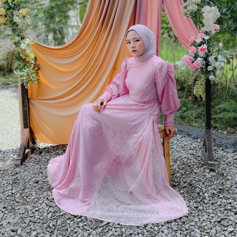 KALLUNA DRESS BYGIAGIO gaun kondangan dress akad simple gaun wedding pernikahan baju muslim putih dress lamaran elegan pakaian wanita pesta elegan fashion korea dres lebaran cantik dress anggun mewah nyaman gaun vintage fashion dres bahan lace brokat tule