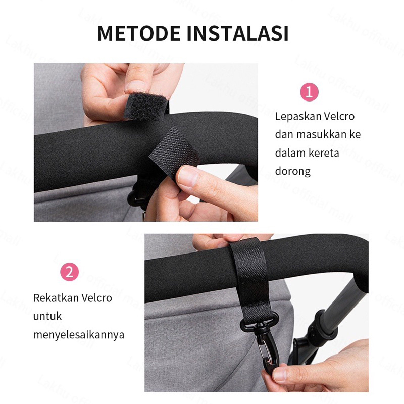 1pcs Stroller hook/Kait Gantung Stroller Bayi Dengan Velcro