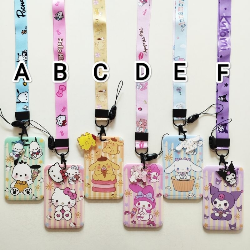 

Sanrio ID Card Holder Lanyard 2 Hello Kitty Cinnamoroll Pompompurin Kuromi My Melody Pochacco Name Tag Gantungan Kalung Wadah Kartu Nama