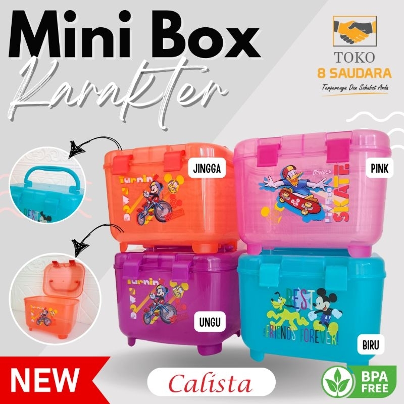 Box Mini Calista Karakter Anak/ Kotak Mini Calista Karakter/ Kotak Serbaguna Calista/ Toples Segi Ca