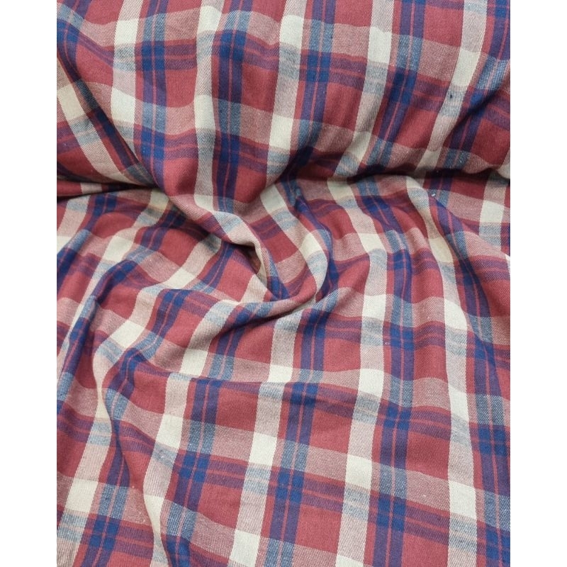 Kain katun combed 40s flanel motif kotak
