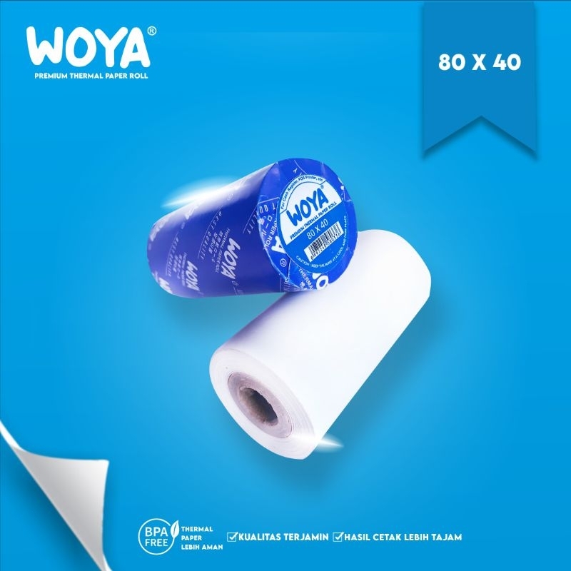 

WOYA Kertas Kasir Struk Paper Roll Termal 80x40mm Thermal POS Printer 80mm 80x40 mm 80 x 40