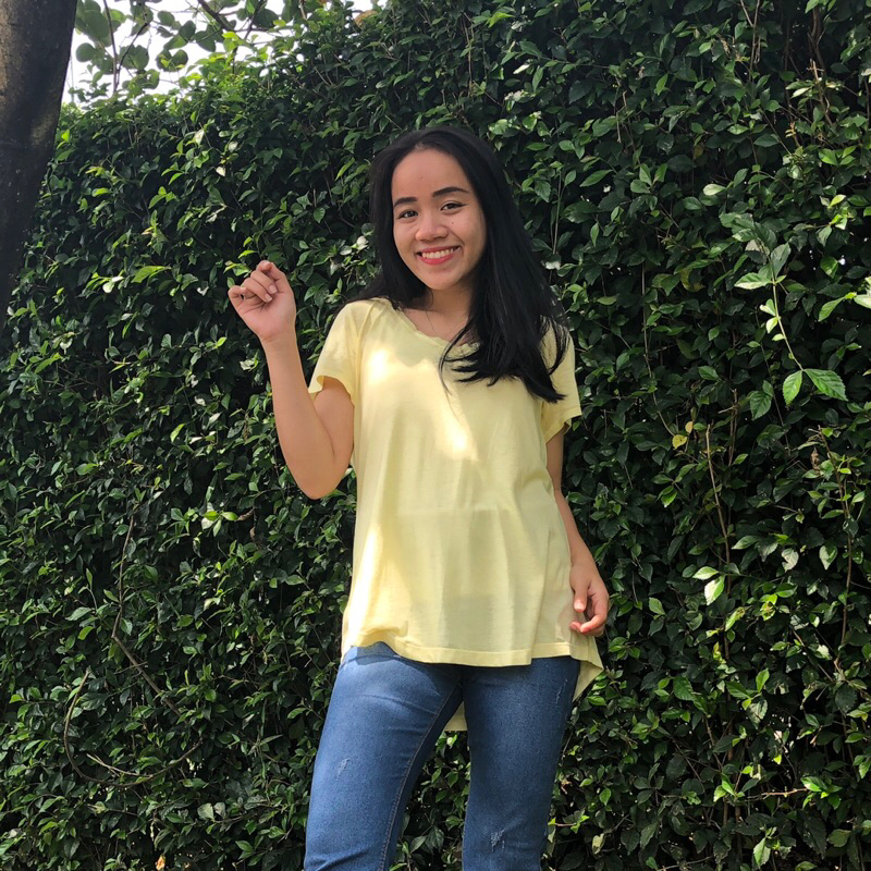 Defect Kuning Polos - Kaos Lengan Pendek - Atasan Wanita