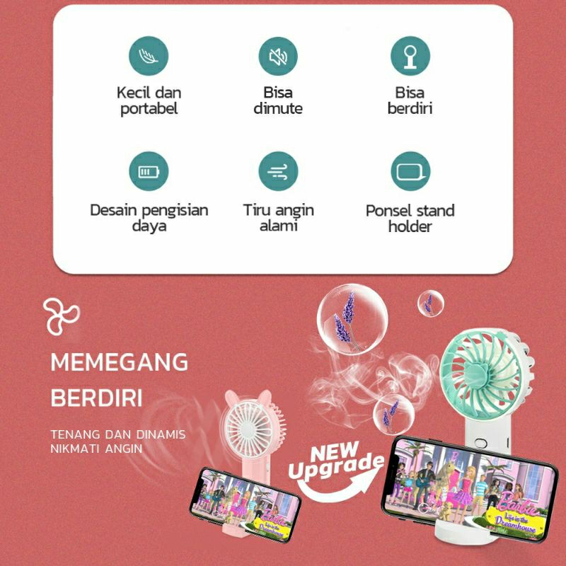 Kipas angin spray pewangi mini genggam tangan portable recharge