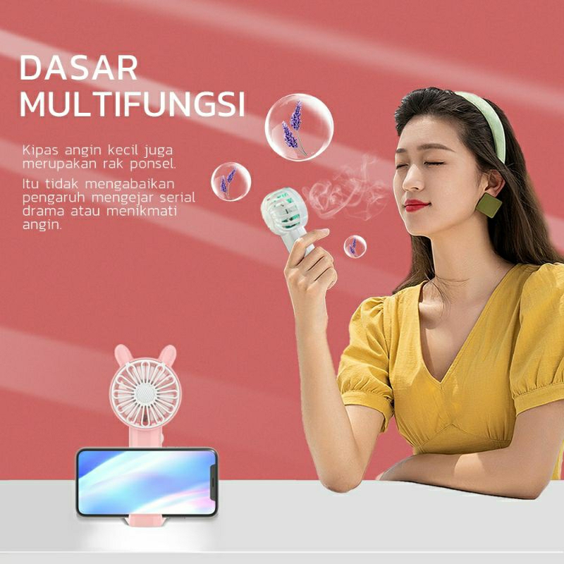 Kipas angin spray pewangi mini genggam tangan portable recharge