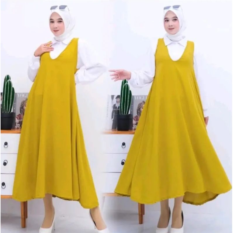 FLORA MIDI DRESS POLOS CRINCLE MODEL INNER DAN OUTER TERPISAH/DRESS POLOS KEKINIAN/DRESS MIDI POLOS REMAJA/DRESS BUSUI/DRESS VIRAL/DRESS LEBARAN/DRESS BUSUI/GAMIS MODEL BARU/GAMIS LEBARAN/BAJU LEBARAN MODEL BARU/DRESS BAHAN CRINCLE AIRFLOW/DRESS TEBAL