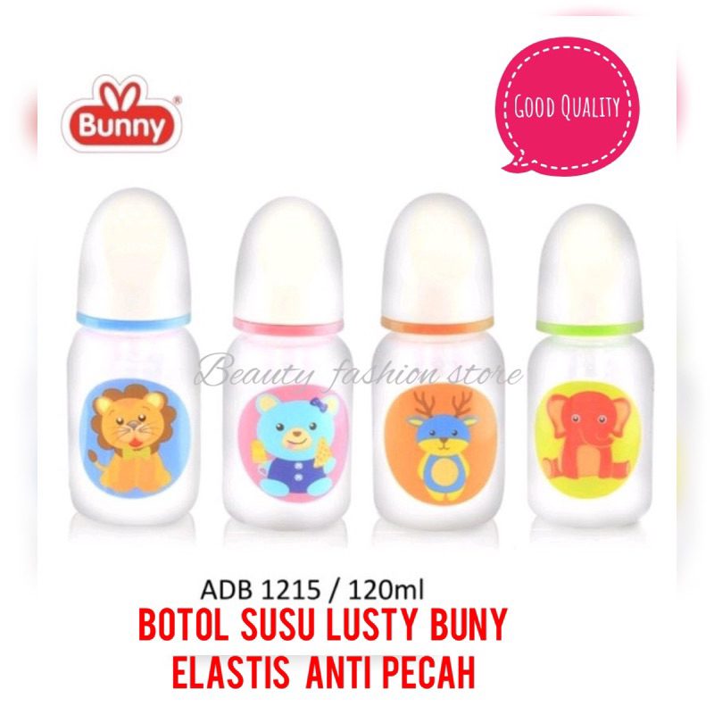 Botol Susu Elastis Lusty Bunny 60ml,120,250  karet dot Bulat &amp;Gepeng BPA free  desain animal lucu